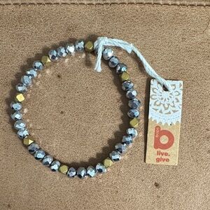 NWT • Silver and Gold Beaded stretch Bracelet